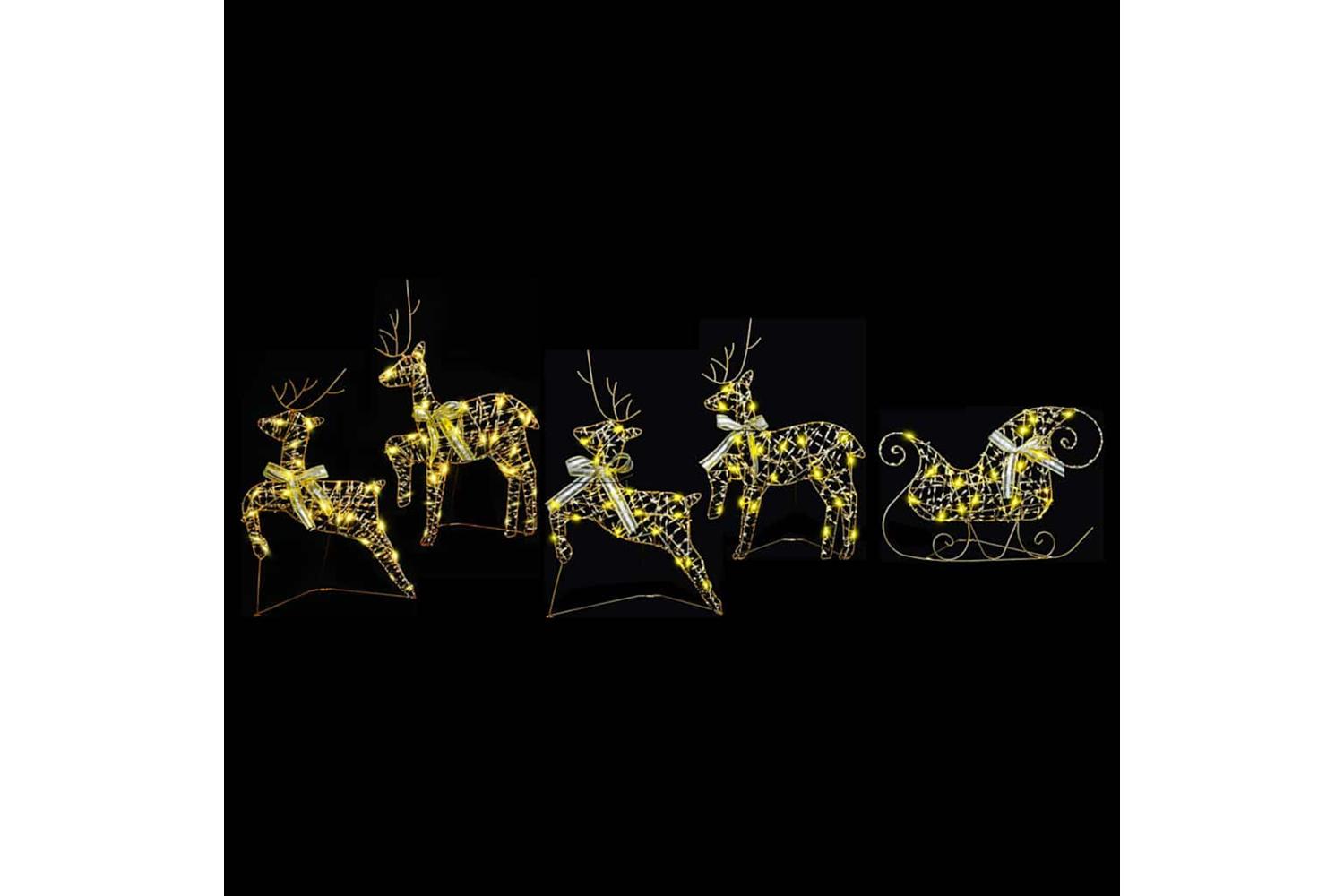 Vidaxl Led Reindeers With 40 Leds 5 Pcs Gold Pet-2