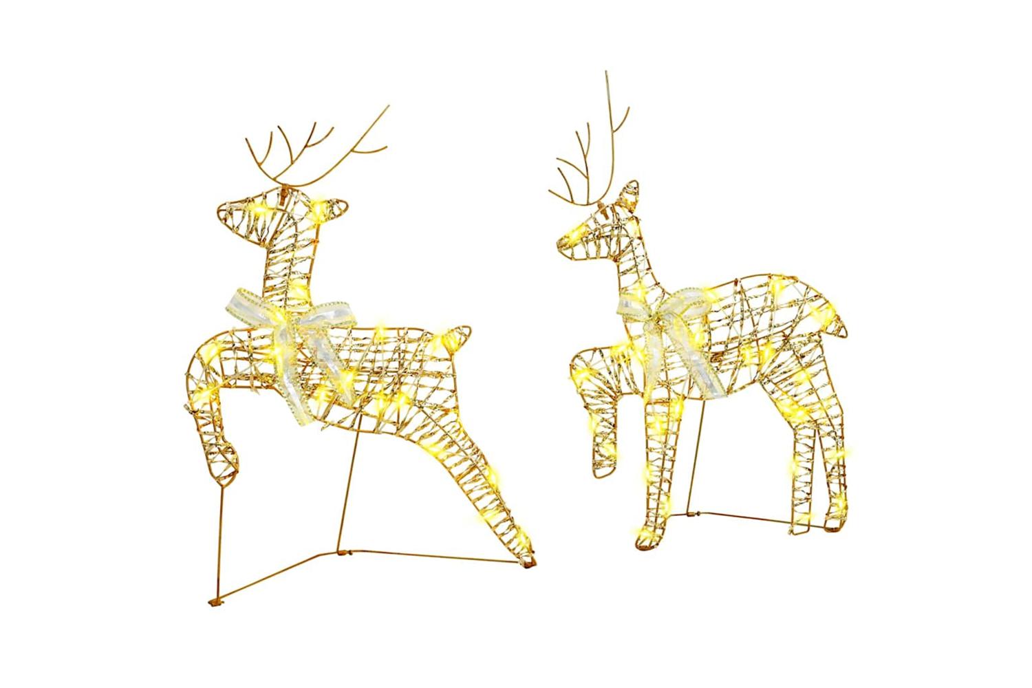 Vidaxl Led Reindeers With 40 Leds 5 Pcs Gold Pet-3