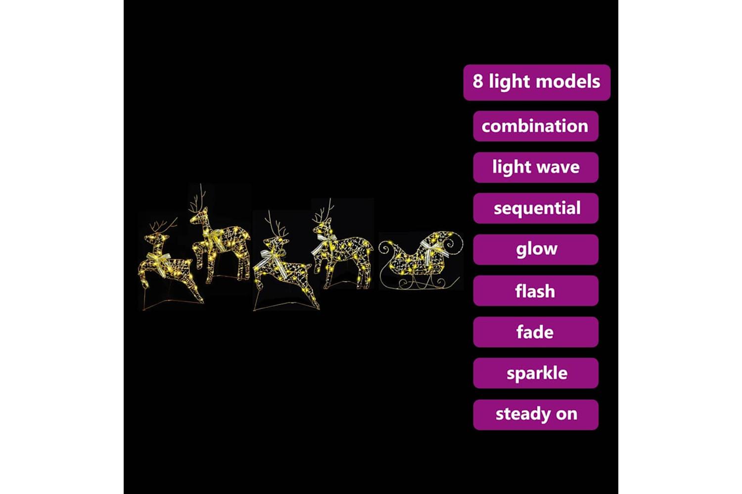 Vidaxl Led Reindeers With 40 Leds 5 Pcs Gold Pet-7