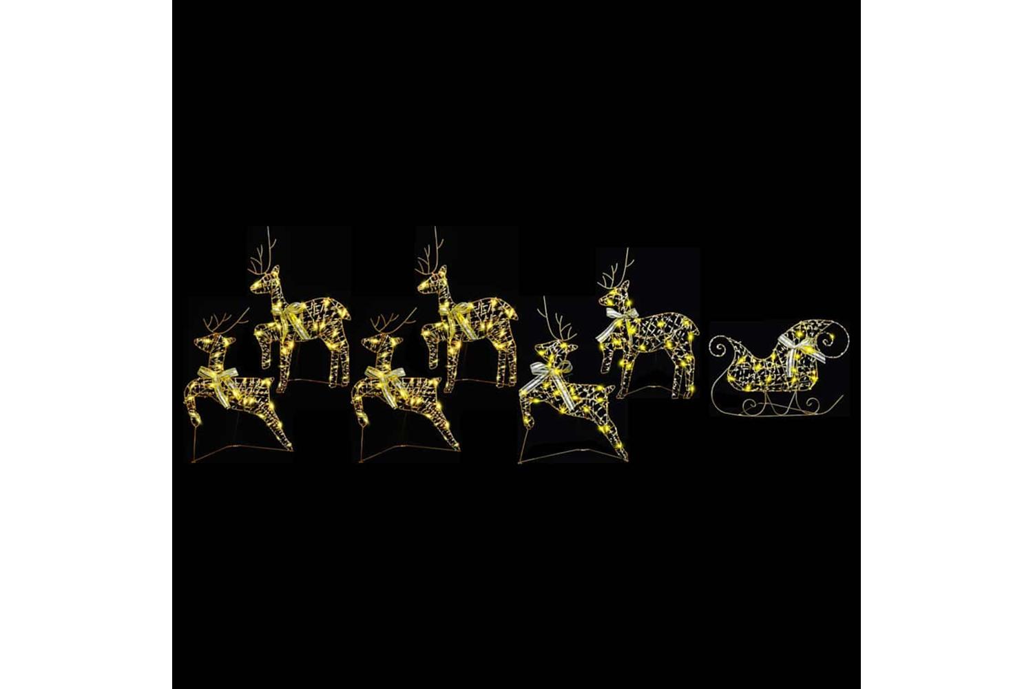 Vidaxl Led Reindeers With 40 Leds 7 Pcs Gold Pet-2