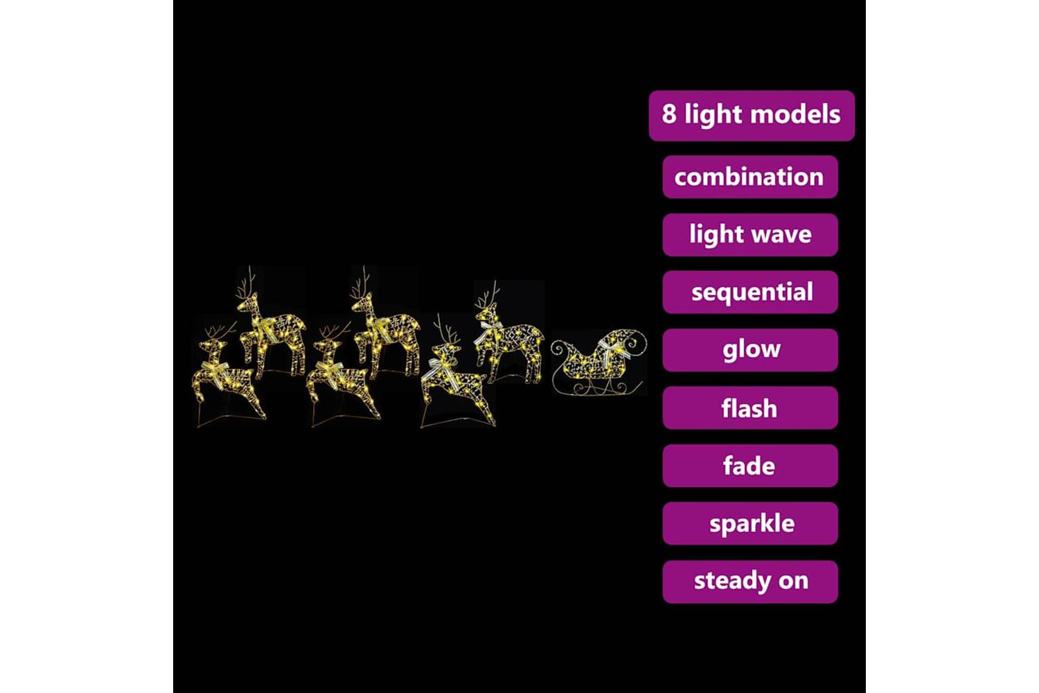 Vidaxl Led Reindeers With 40 Leds 7 Pcs Gold Pet-7