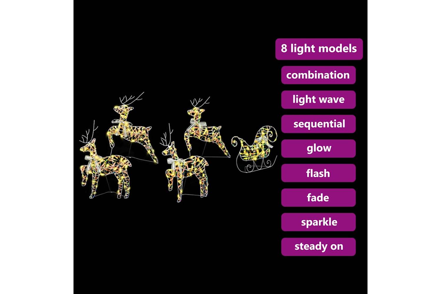 Vidaxl Led Reindeers With 40 Leds 5 Pcs Multicoulur Pet-8