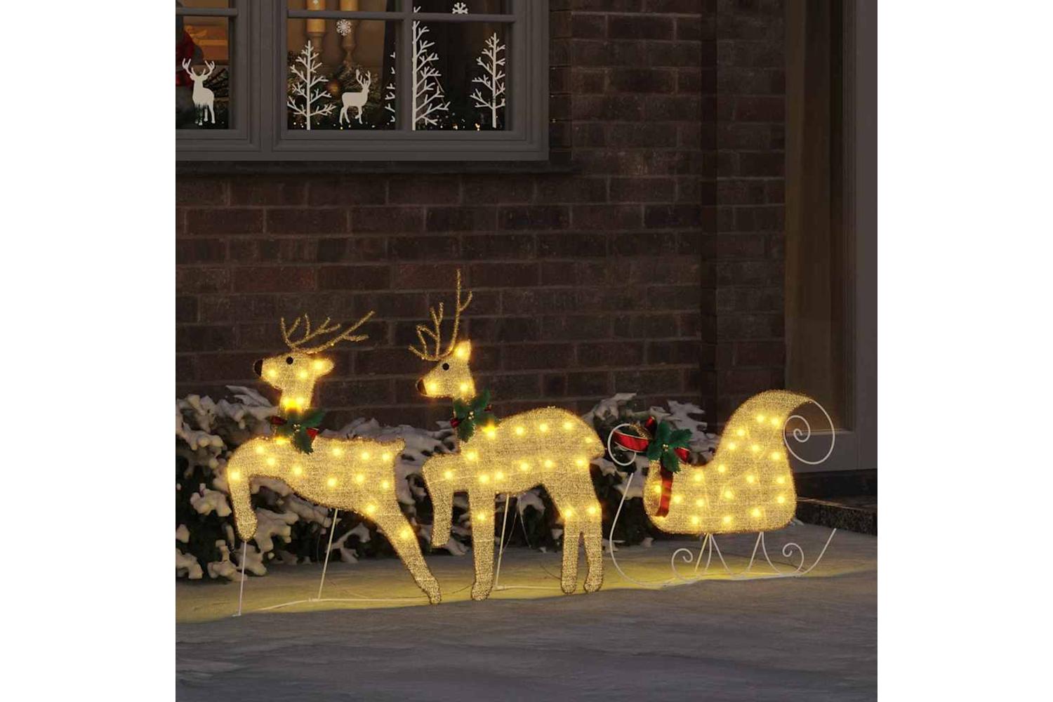 Vidaxl Led Reindeers 3 Pcs Warm White Fabric-3