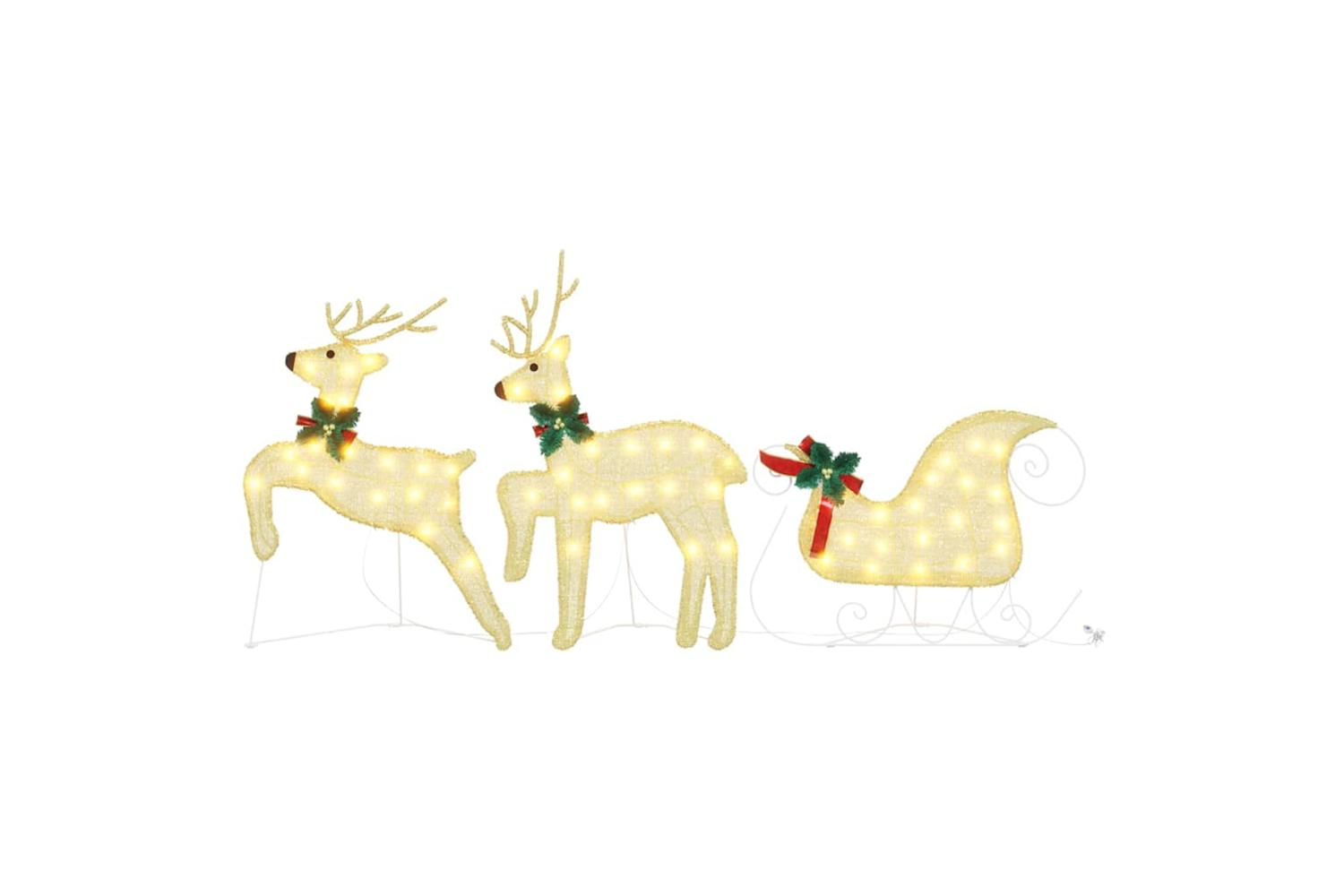 Vidaxl Led Reindeers 3 Pcs Warm White Fabric-4