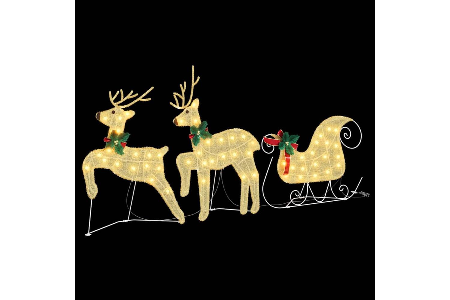 Vidaxl Led Reindeers 3 Pcs Warm White Fabric-5