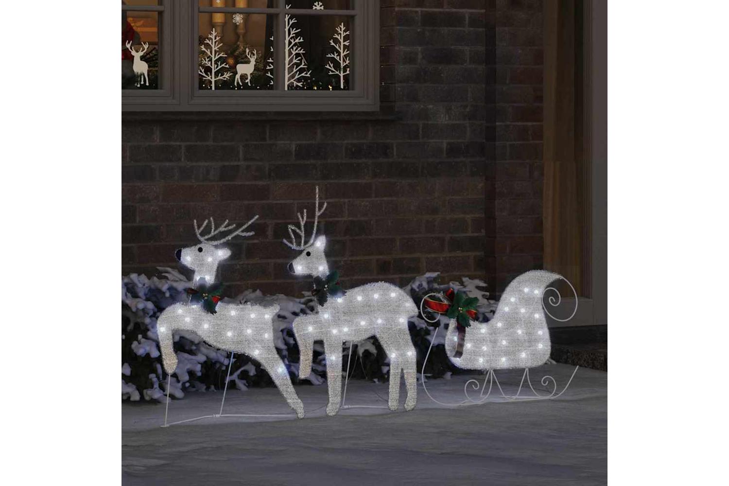 Vidaxl Led Reindeers 3 Pcs Cold White Fabric-3