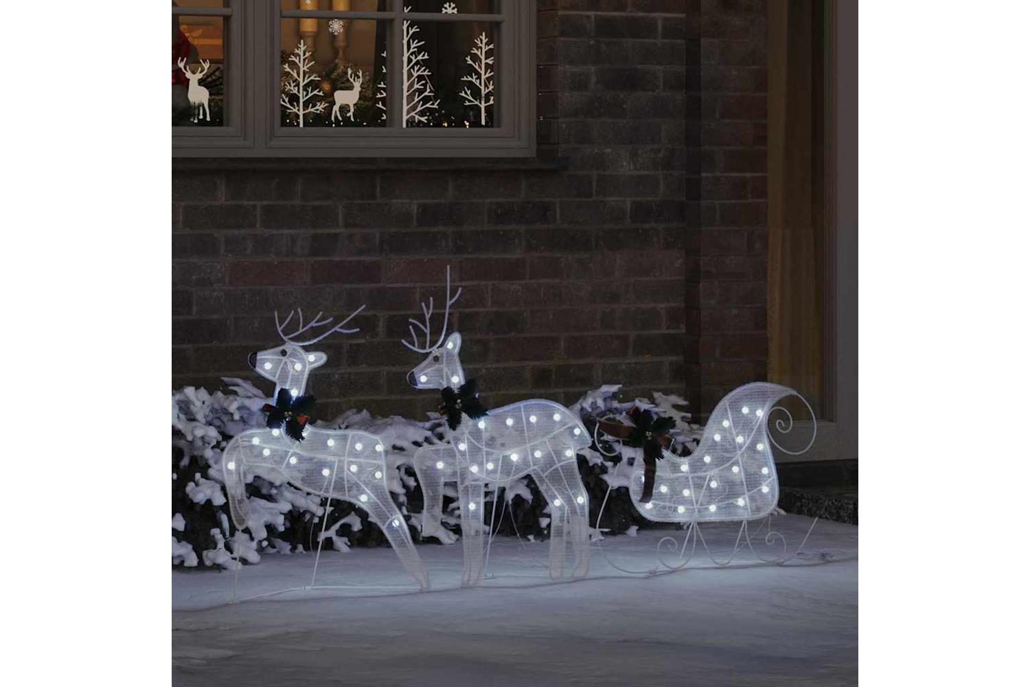 Vidaxl Led Reindeers 3 Pcs Cold White Fabric-3
