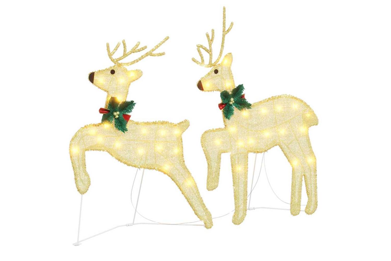 Vidaxl Led Reindeers 2 Pcs Warm White Fabric-2