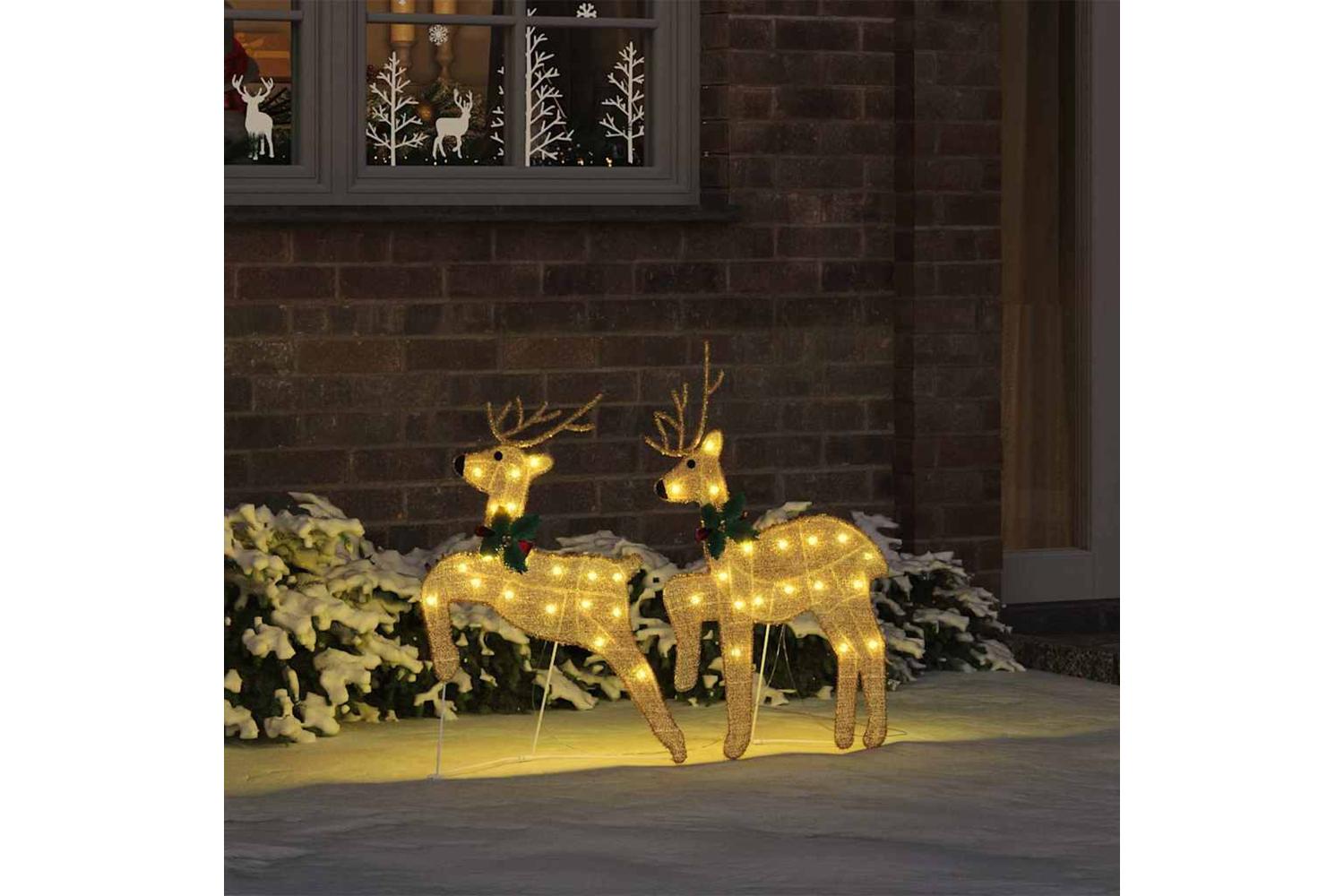 Vidaxl Led Reindeers 2 Pcs Warm White Fabric-3