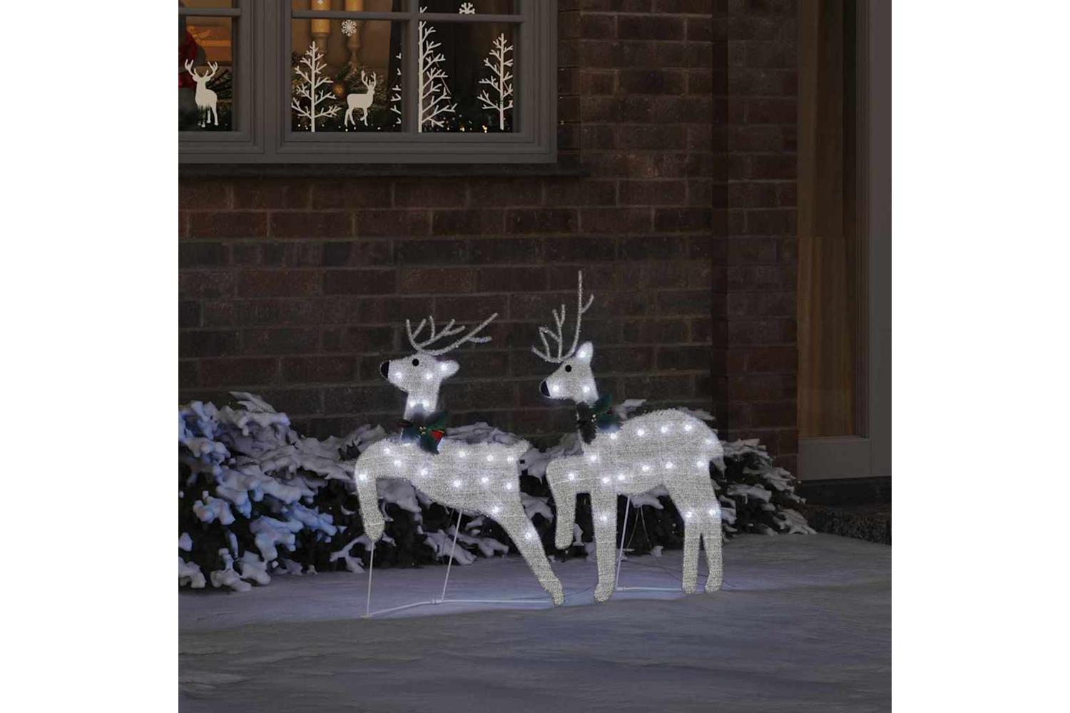 Vidaxl Led Reindeers 2 Pcs Cold White Fabric-3
