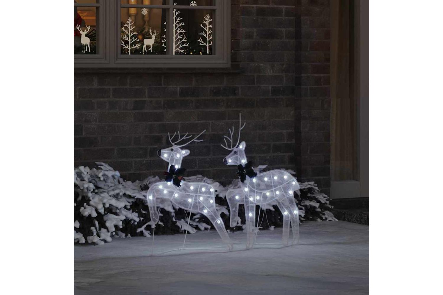 Vidaxl Led Reindeers 2 Pcs Cold White Fabric-3