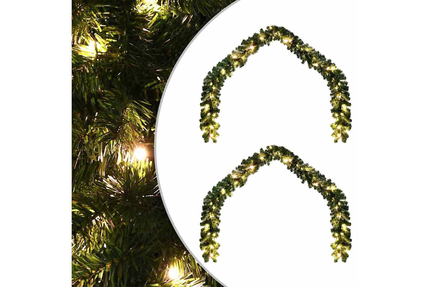 Vidaxl Christmas Garland With 600 Leds 2 Pcs Green Pvc-2