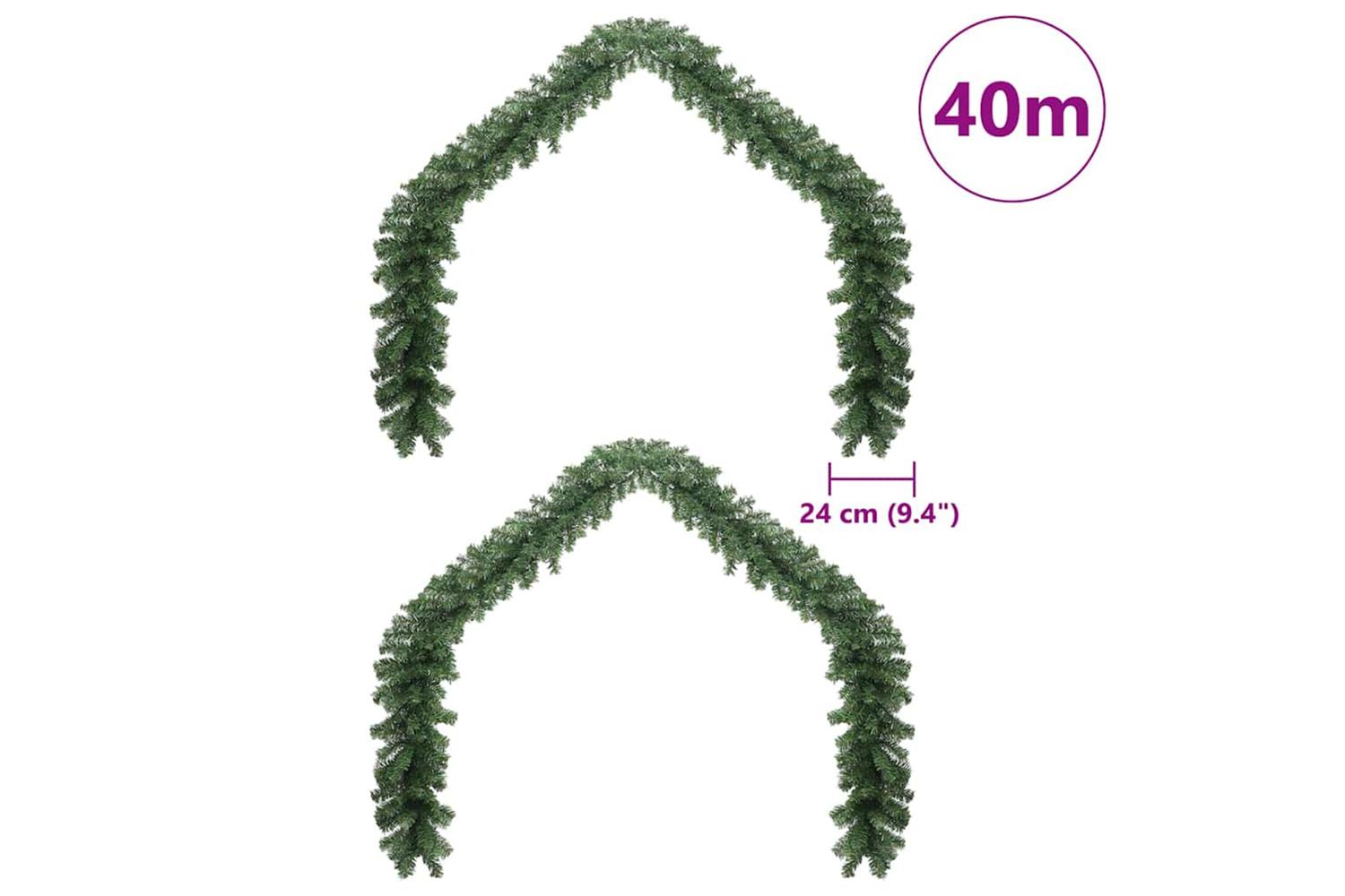 Vidaxl Christmas Garland With 600 Leds 2 Pcs Green Pvc-8