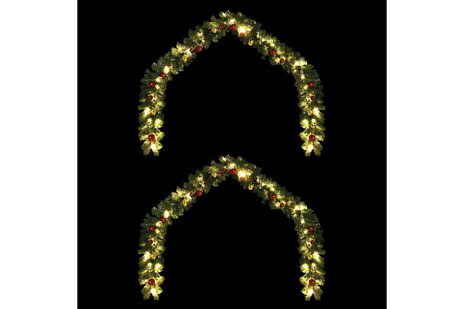 Vidaxl Christmas Garland With 600 Leds 2 Pcs Green Pvc-2