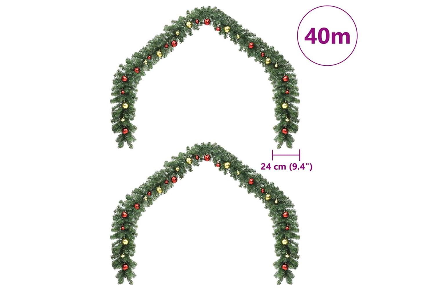 Vidaxl Christmas Garland With 600 Leds 2 Pcs Green Pvc-7