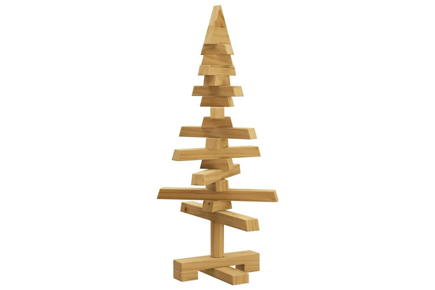 Vidaxl Wooden Christmas Tree With Stand Brown 60 Cm Solid Pine Wood-2