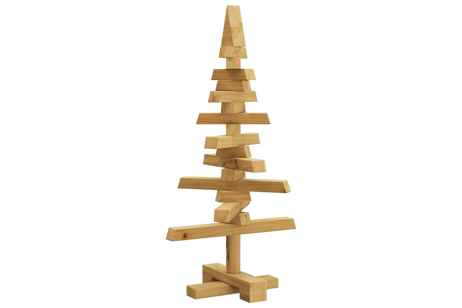 Vidaxl Wooden Christmas Tree With Stand Brown 60 Cm Solid Pine Wood-6