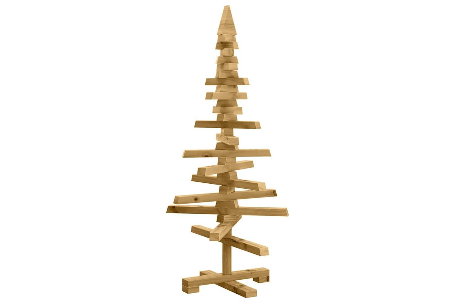 Vidaxl Wooden Christmas Tree With Stand Brown 90 Cm Solid Pine Wood-2