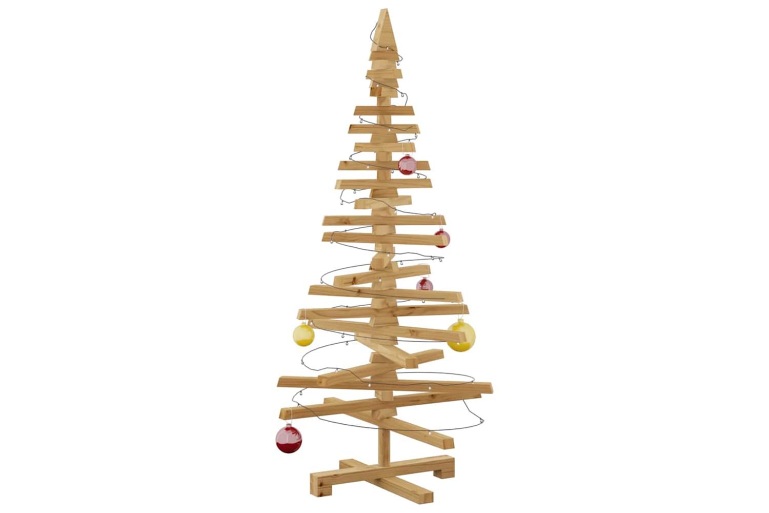 Vidaxl Wooden Christmas Tree With Stand Brown 120 Cm Solid Pine Wood-3