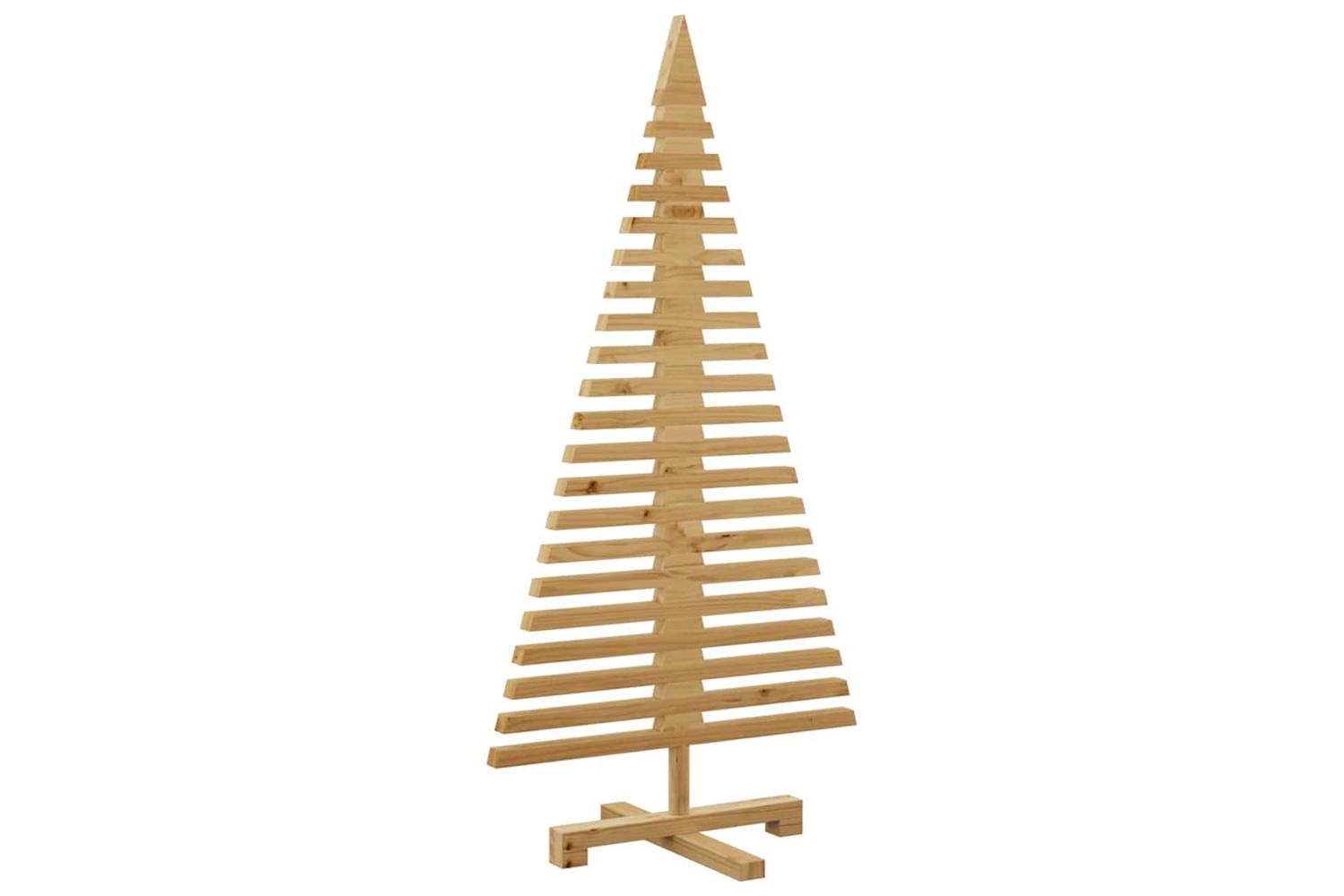 Vidaxl Wooden Christmas Tree With Stand Brown 120 Cm Solid Pine Wood-5