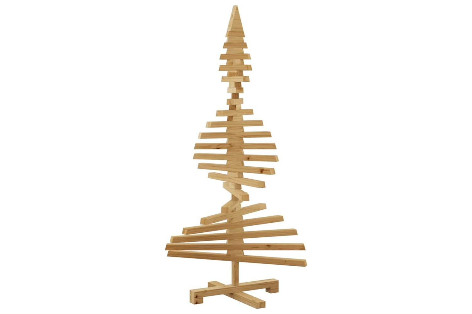 Vidaxl Wooden Christmas Tree With Stand Brown 120 Cm Solid Pine Wood-6