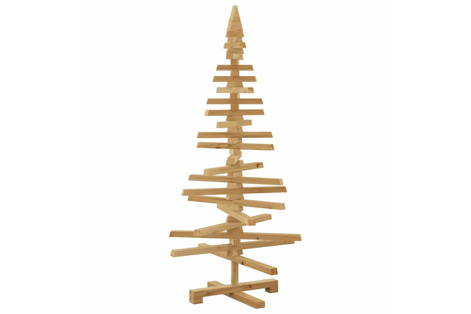 Vidaxl Wooden Christmas Tree With Stand Brown 120 Cm Solid Pine Wood-9