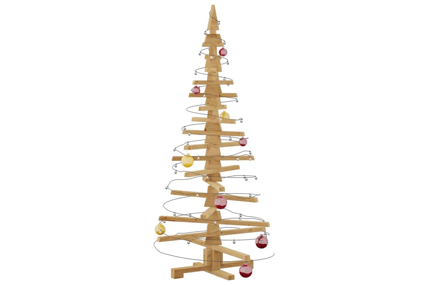 Vidaxl Wooden Christmas Tree With Stand Brown 150 Cm Solid Pine Wood-3