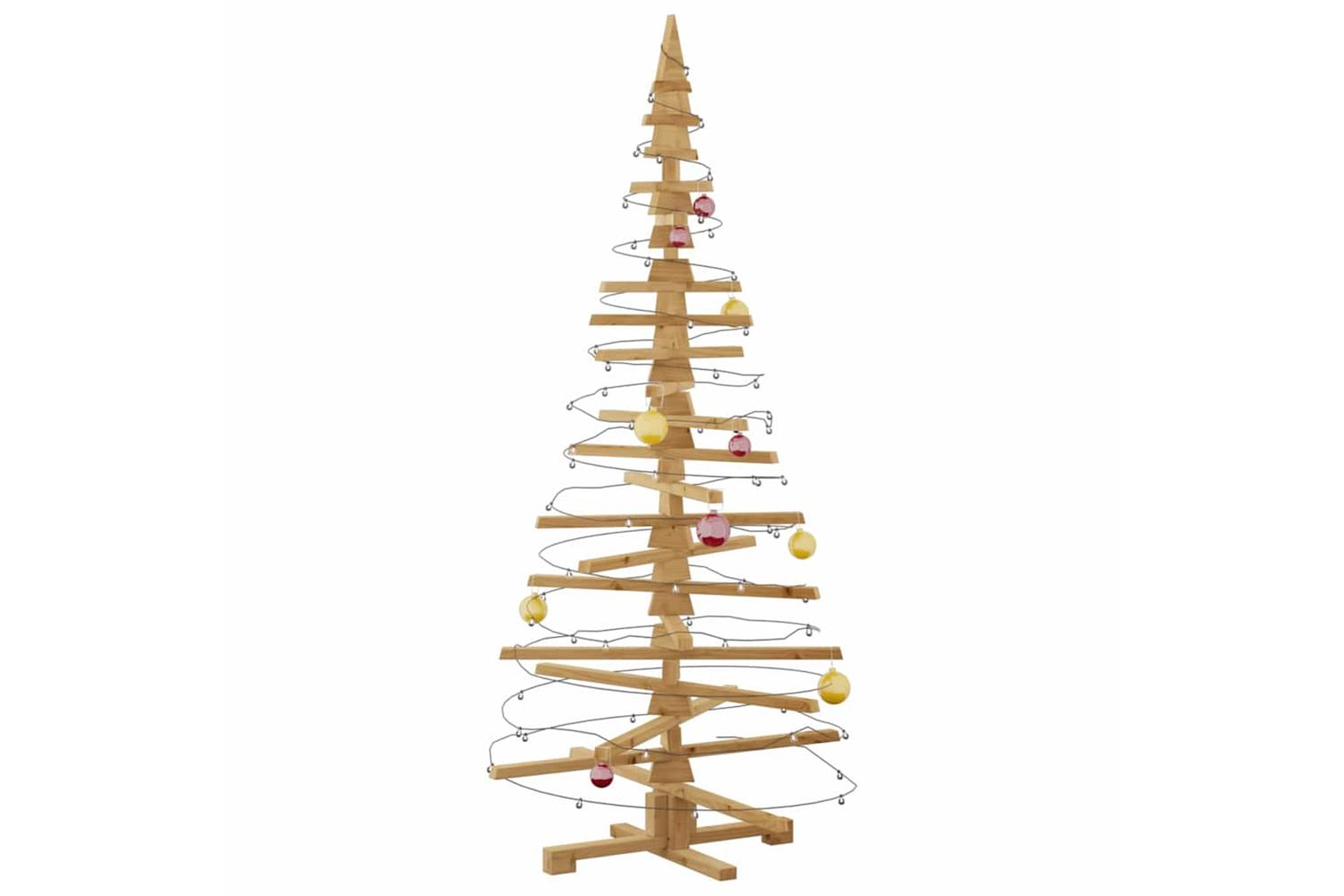 Vidaxl Wooden Christmas Tree With Stand Brown 180 Cm Solid Pine Wood-3