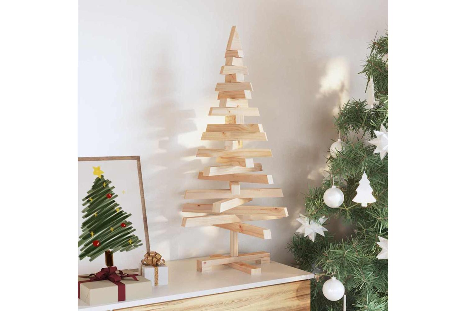 Vidaxl Christmas Trees With Stand Natural 90 Cm Solid Pine Wood-3