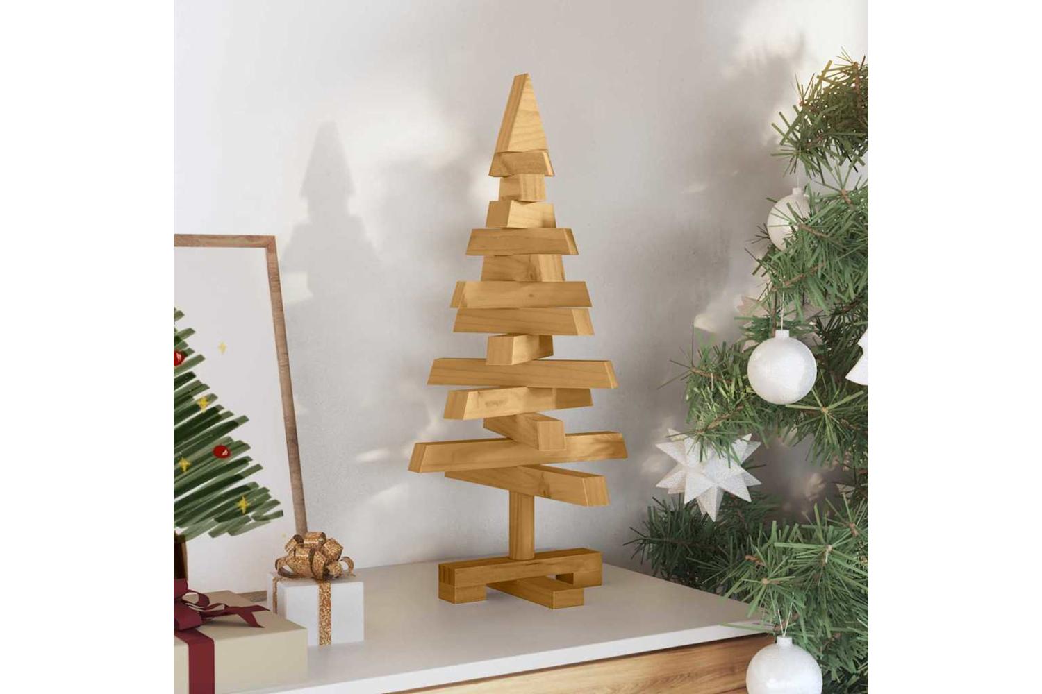 Vidaxl Christmas Trees With Stand Brown 60 Cm Solid Pine Wood-3