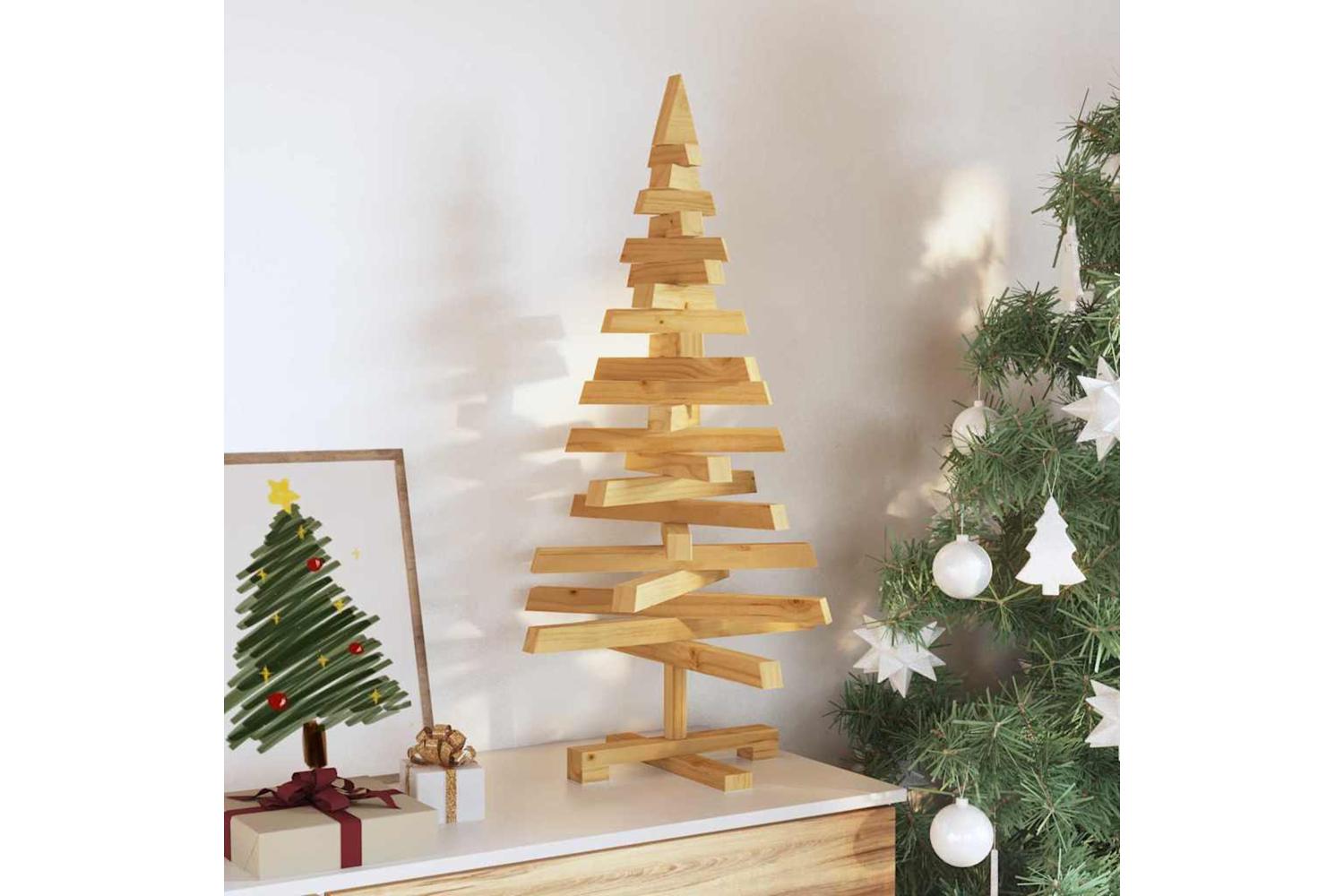 Vidaxl Christmas Trees With Stand Brown 90 Cm Solid Pine Wood-3