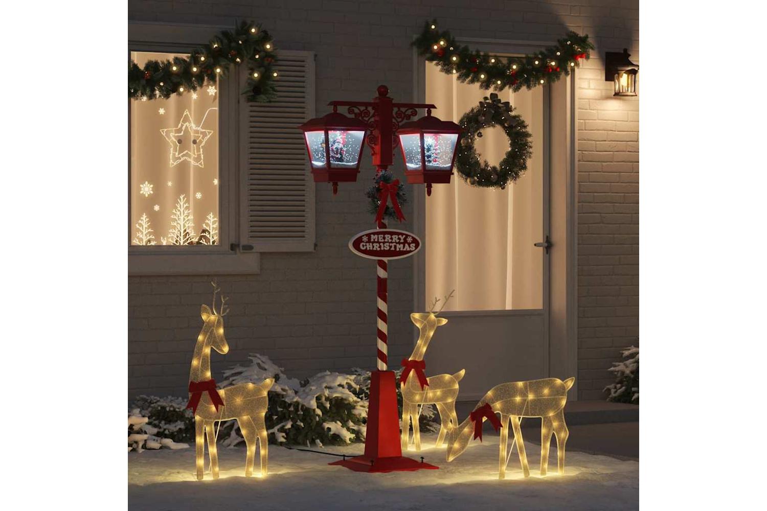 Vidaxl Chirstmas Street Lamp With 2 Lanterns Red 405 X 80 X 188 Cm-3