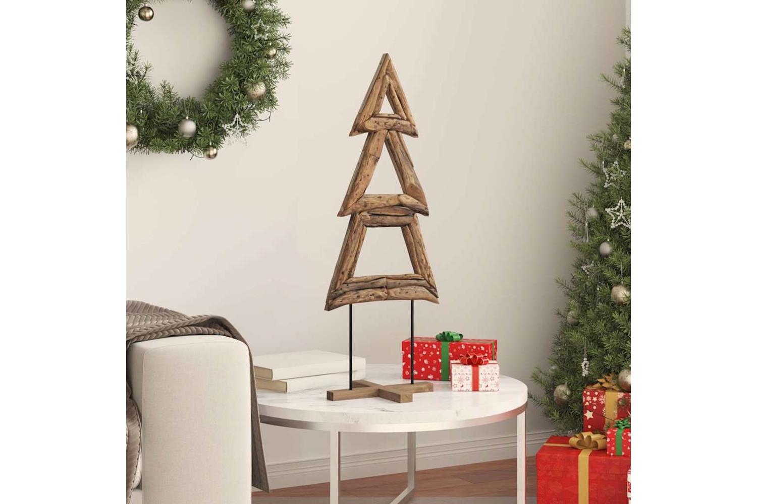 Vidaxl Christmas Tree With Stand Brown 90 Cm Solid Teak Wood-4