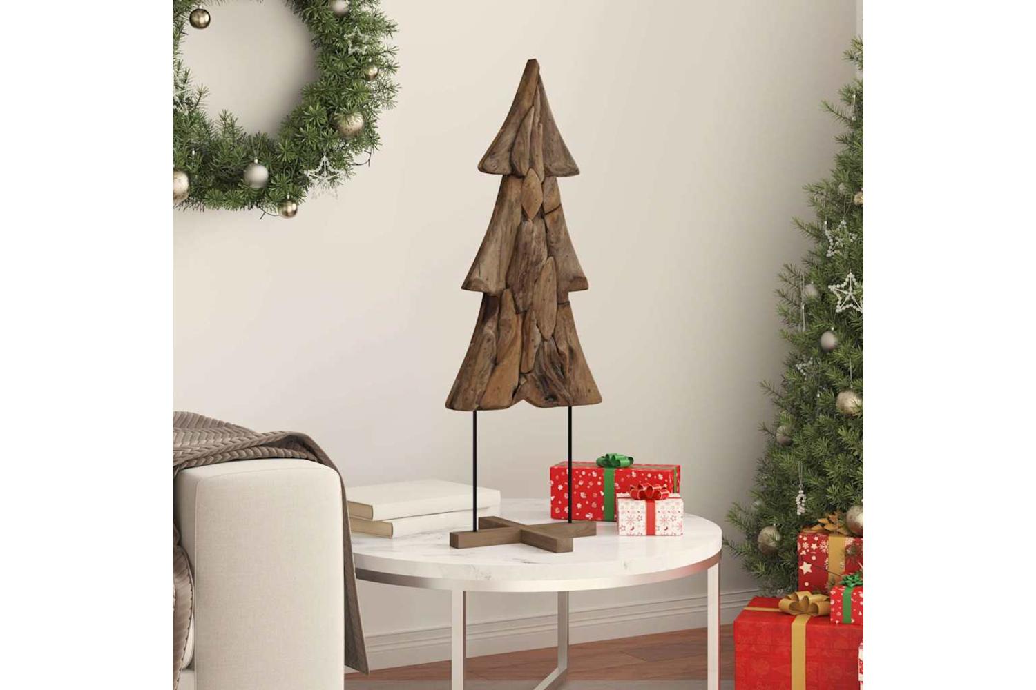 Vidaxl Christmas Tree With Stand Brown 90 Cm Solid Teak Wood-3