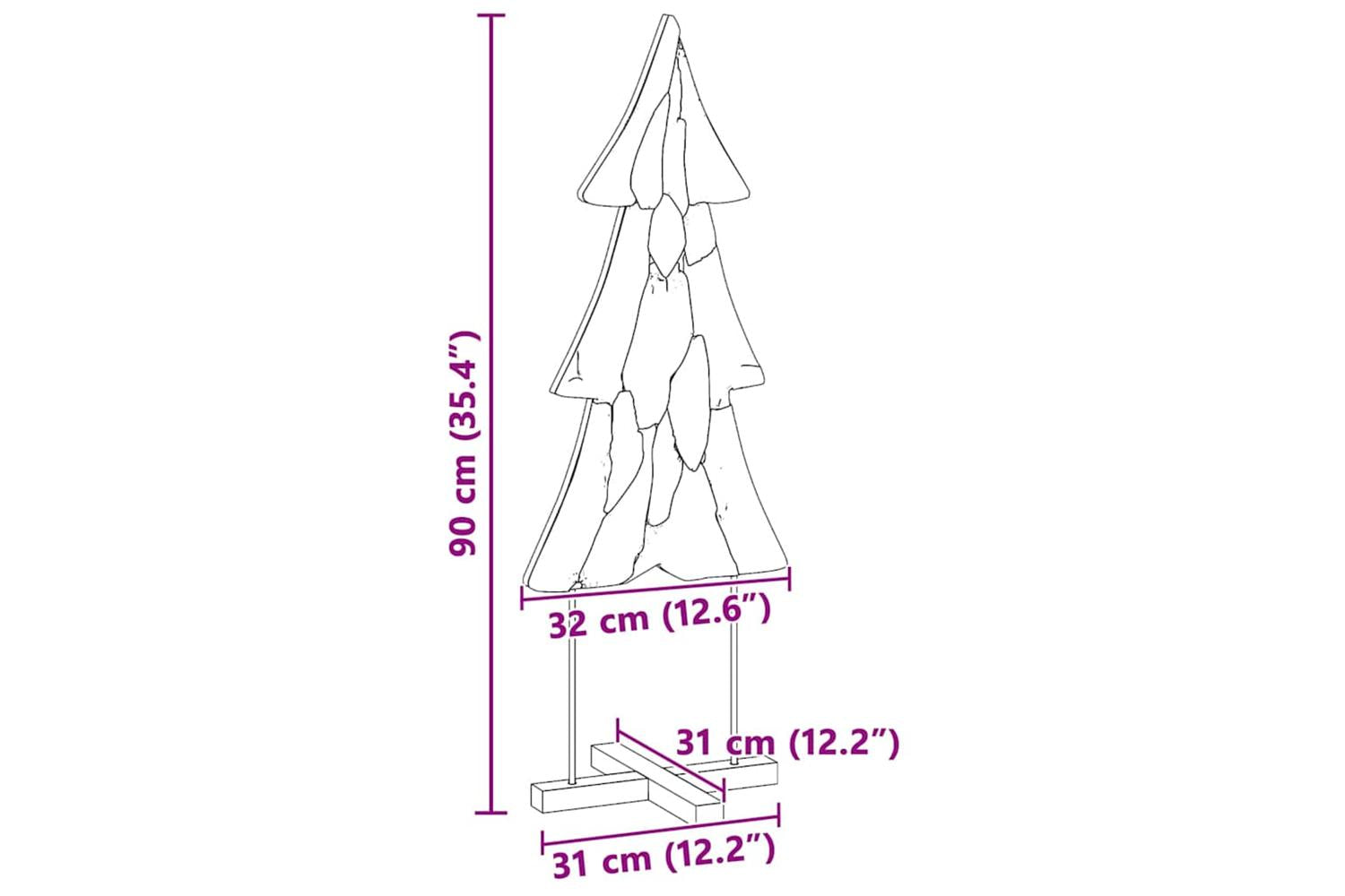 Vidaxl Christmas Tree With Stand Brown 90 Cm Solid Teak Wood-10