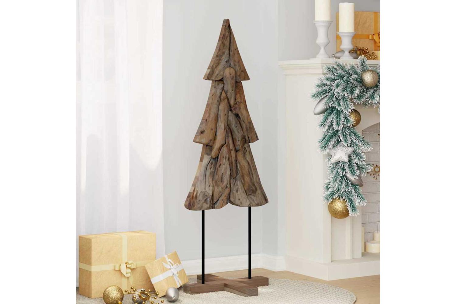 Vidaxl Christmas Tree With Stand Brown 120 Cm Solid Teak Wood-3