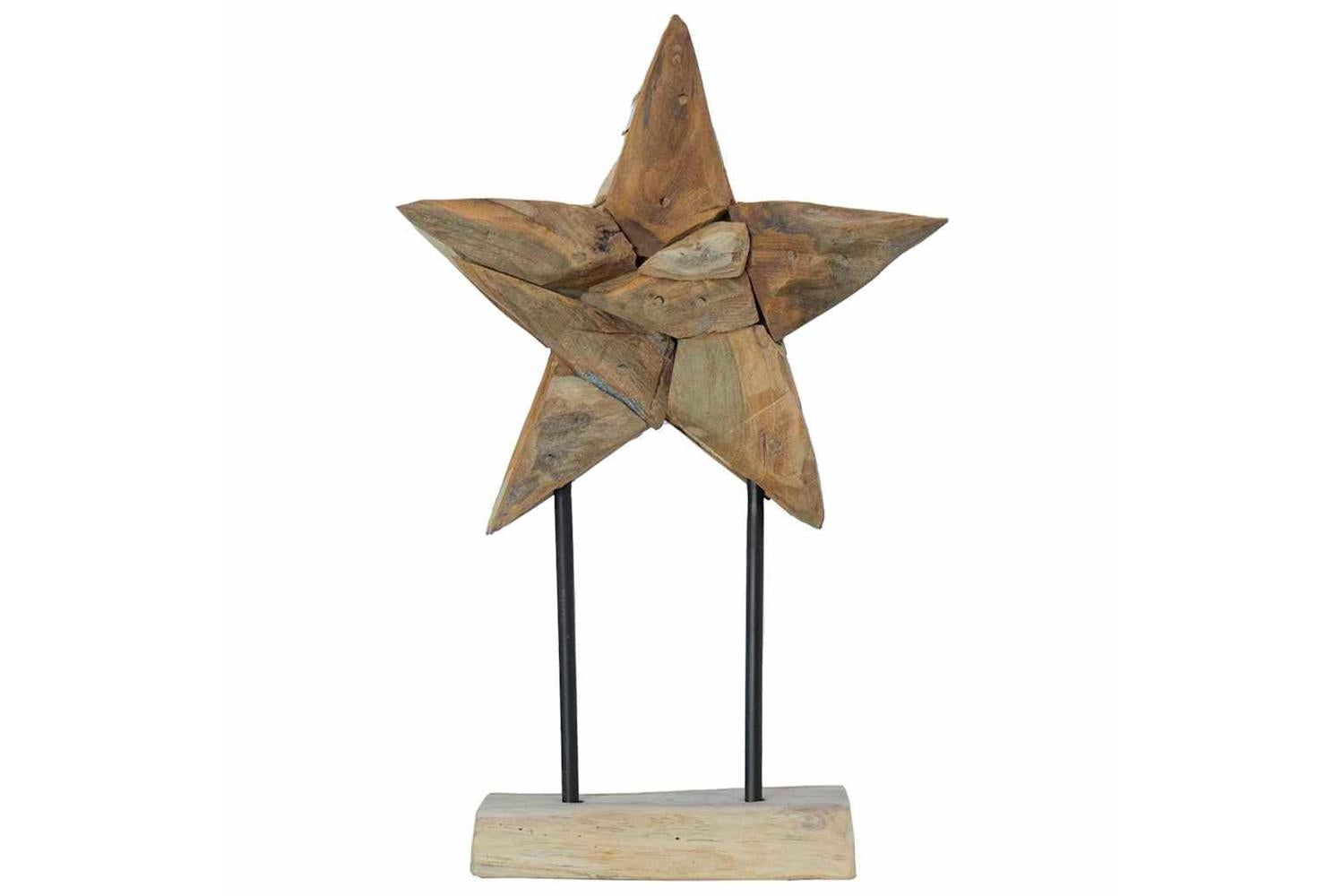 Vidaxl Christmas Star Brown 30 X 5 X 45 Cm Solid Teak Wood
