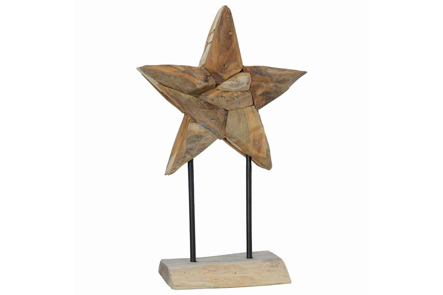 Vidaxl Christmas Star Brown 30 X 5 X 45 Cm Solid Teak Wood-4