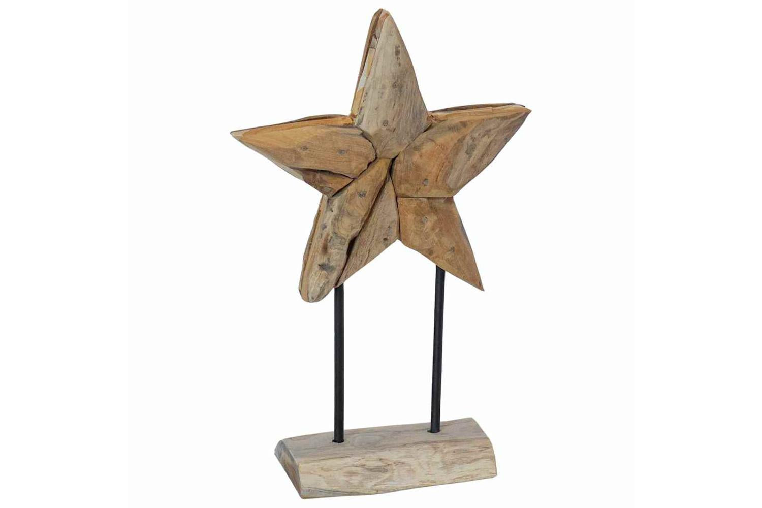 Vidaxl Christmas Star Brown 30 X 5 X 45 Cm Solid Teak Wood-6