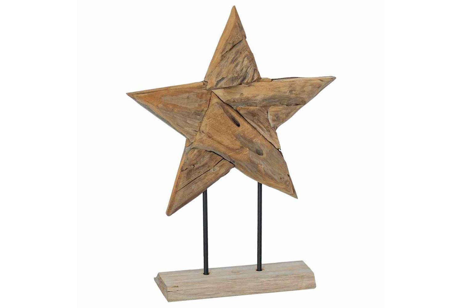 Vidaxl Christmas Star Brown 45 X 5 X 60 Cm Solid Teak Wood-4