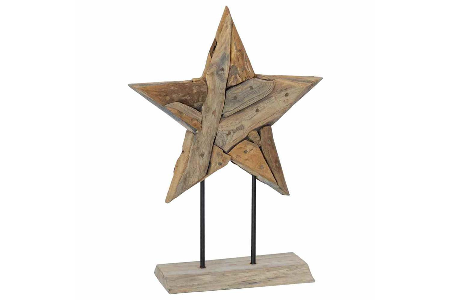 Vidaxl Christmas Star Brown 45 X 5 X 60 Cm Solid Teak Wood-6