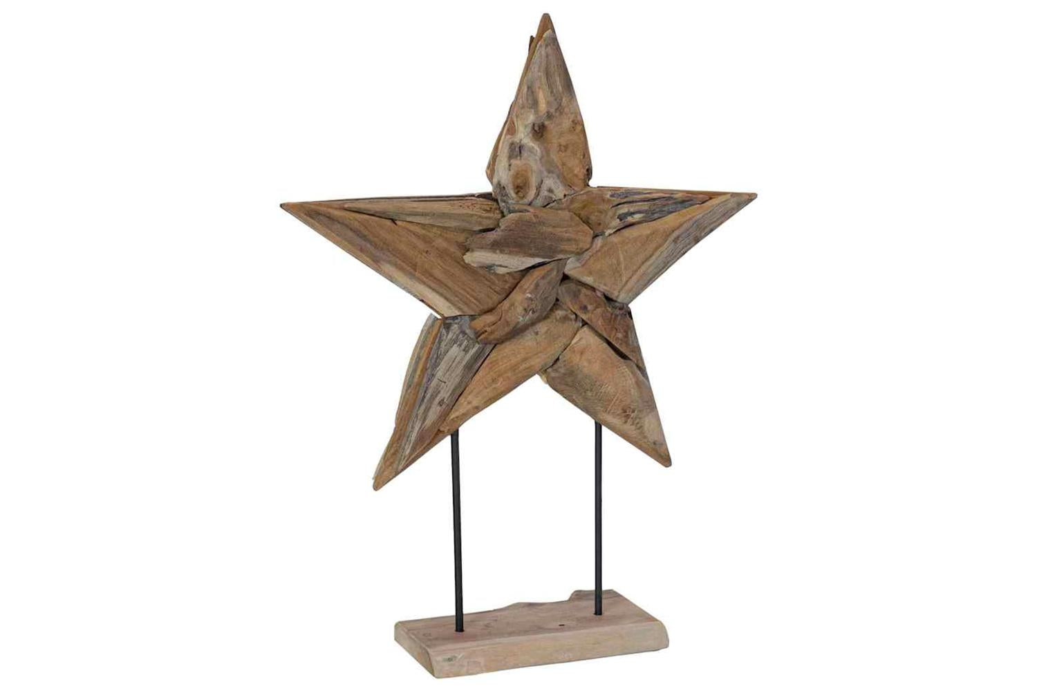 Vidaxl Christmas Star Brown 60 X 5 X 75 Cm Solid Teak Wood-2