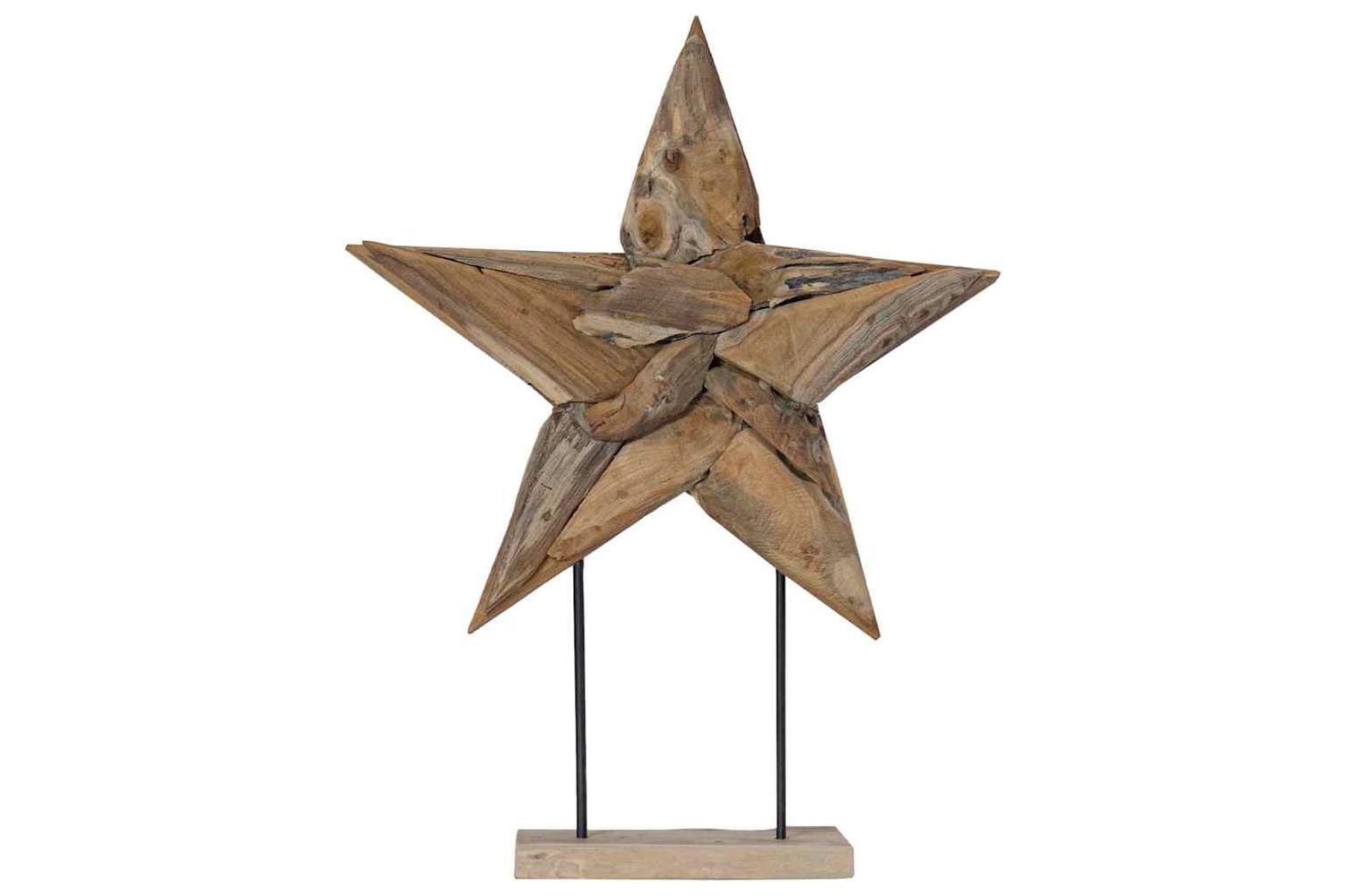 Vidaxl Christmas Star Brown 60 X 5 X 75 Cm Solid Teak Wood-4