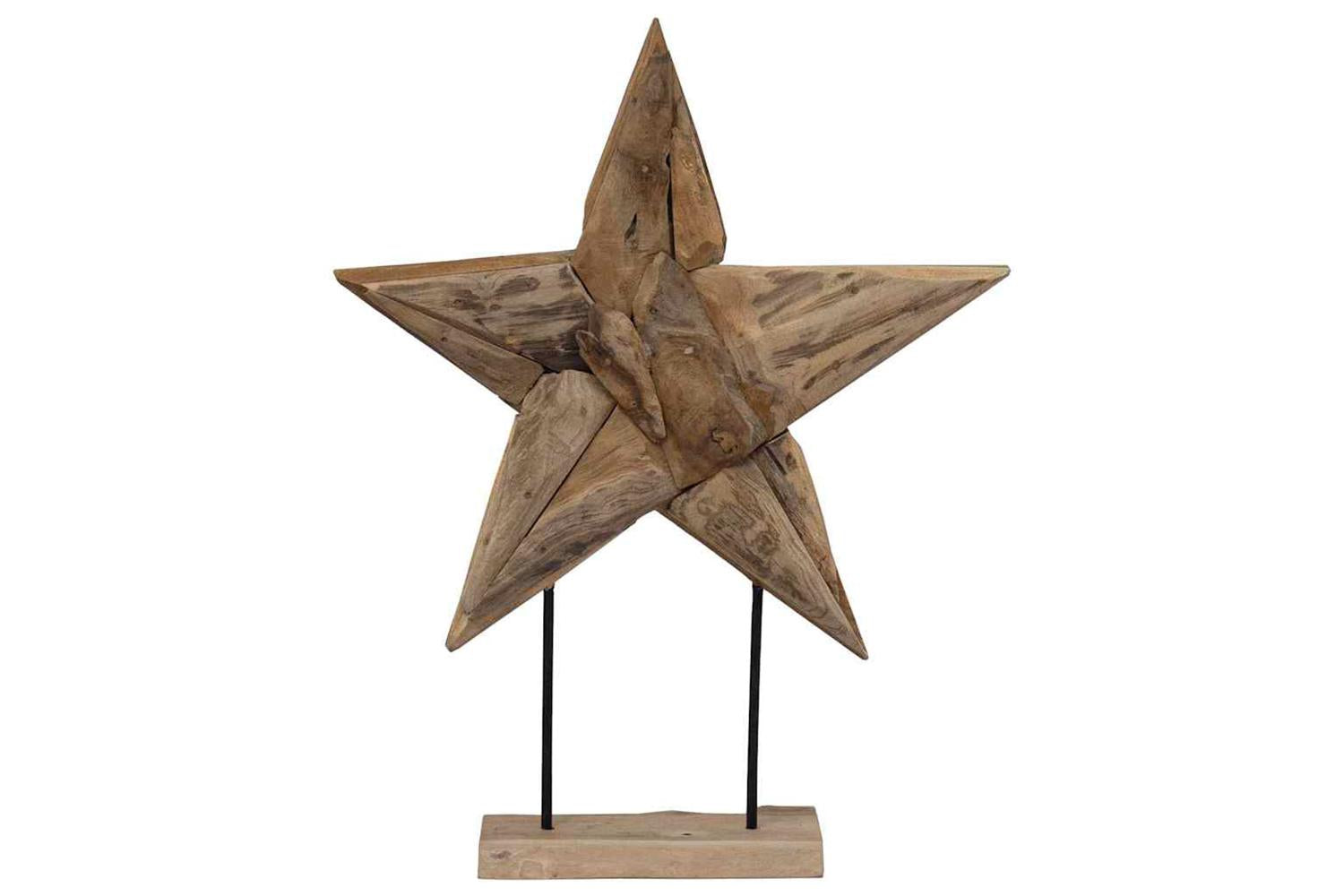 Vidaxl Christmas Star Brown 60 X 5 X 75 Cm Solid Teak Wood-6