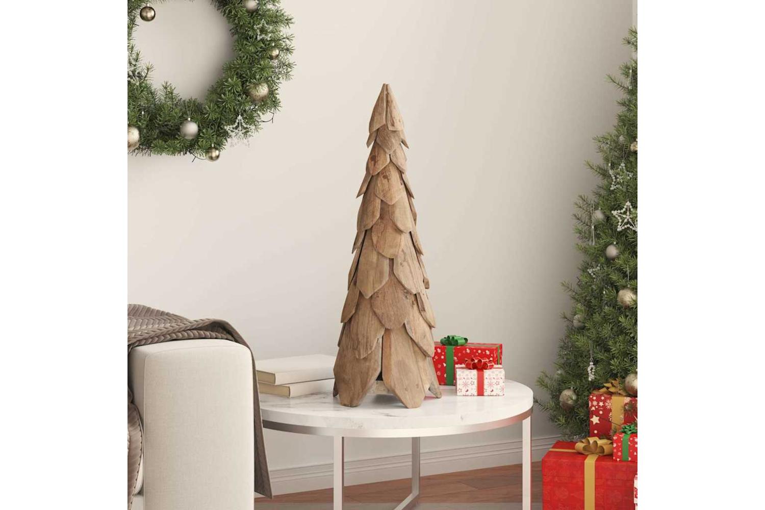 Vidaxl Christmas Tree With Stand Brown 80 Cm Solid Teak Wood-3