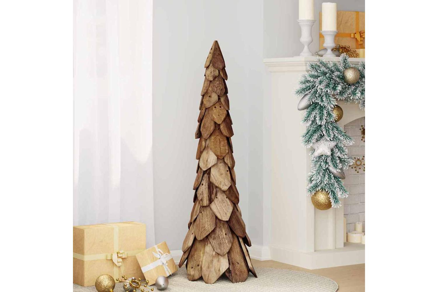 Vidaxl Christmas Tree With Stand Brown 110 Cm Solid Teak Wood-3