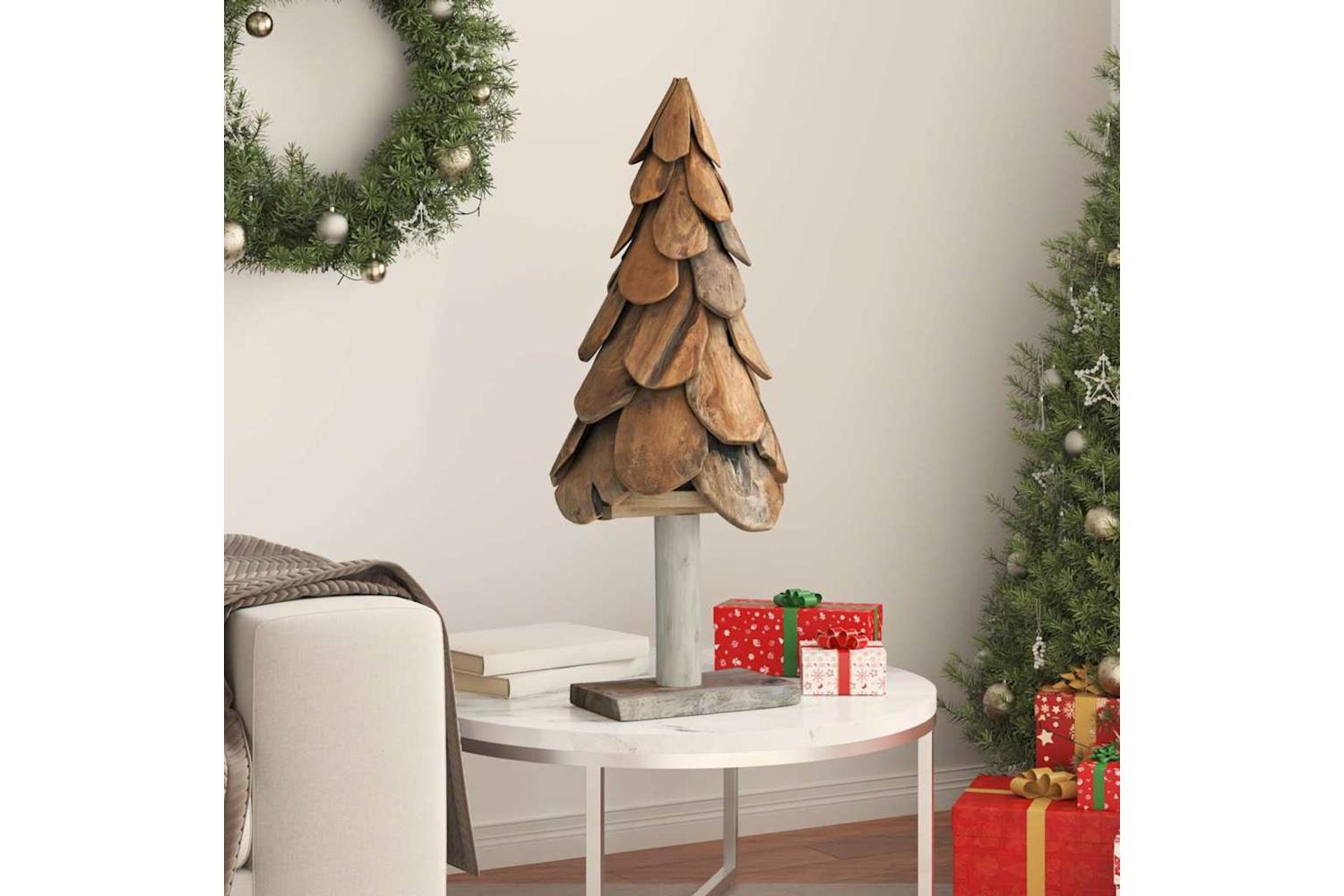 Vidaxl Christmas Tree With Stand Brown 90 Cm Solid Teak Wood-3