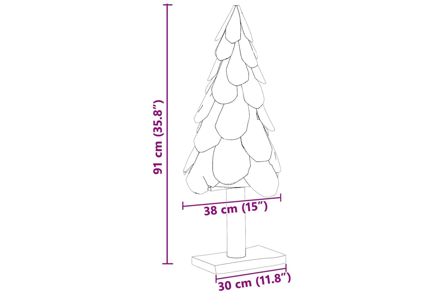 Vidaxl Christmas Tree With Stand Brown 90 Cm Solid Teak Wood-10