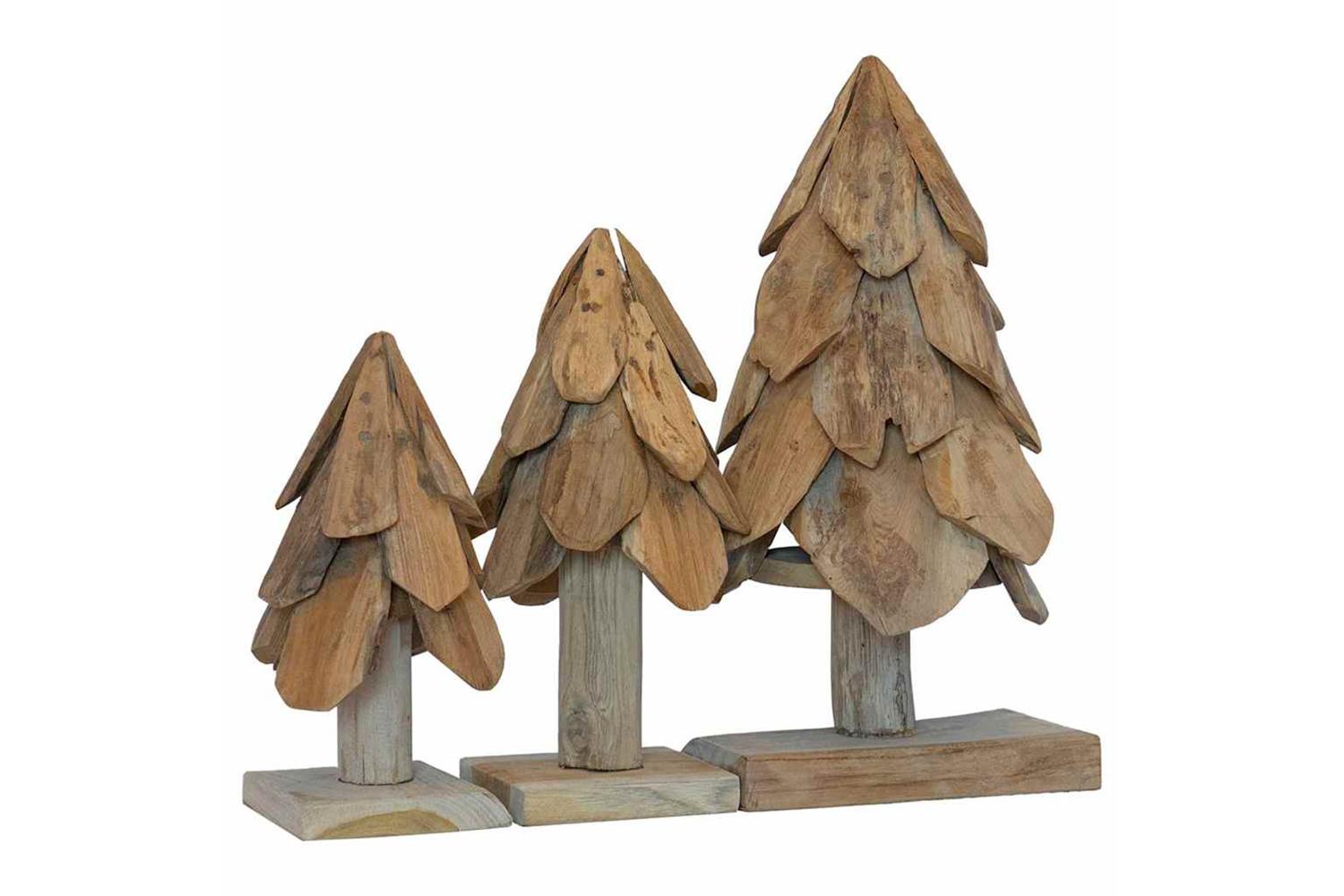 Vidaxl Christmas Tree With Stand 3 Pcs Brown Solid Teak Wood-2