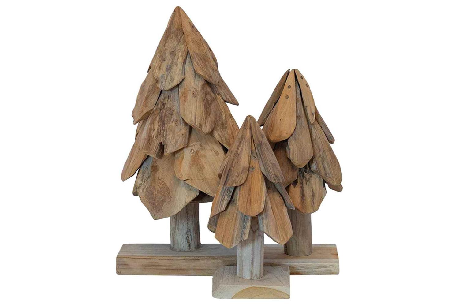 Vidaxl Christmas Tree With Stand 3 Pcs Brown Solid Teak Wood-4